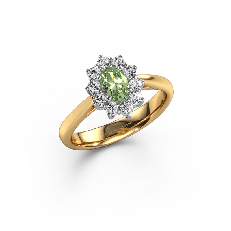 Engagement ring Leesa 1 express 585 gold green lab grown diamond 6x4 mm