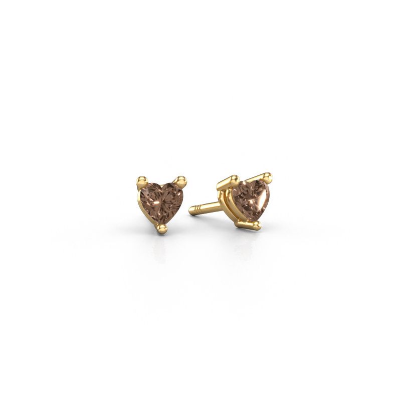 Stud earrings Garnet 585 gold brown diamond 0.50 crt
