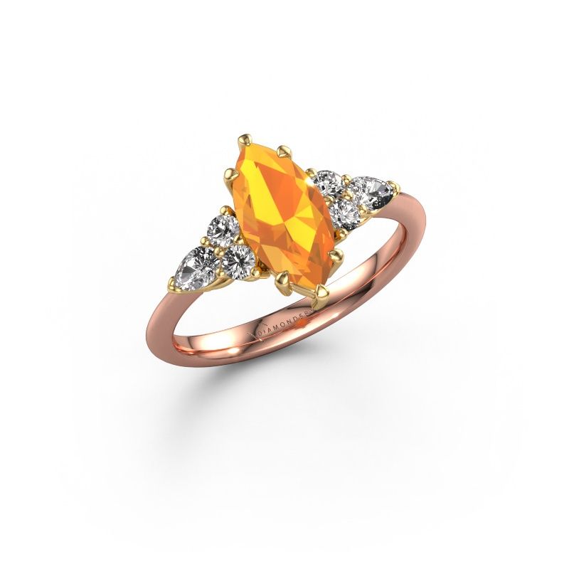 Bague de fiançailles Melani MRQ 585 or rose citrine 11x5.5 mm