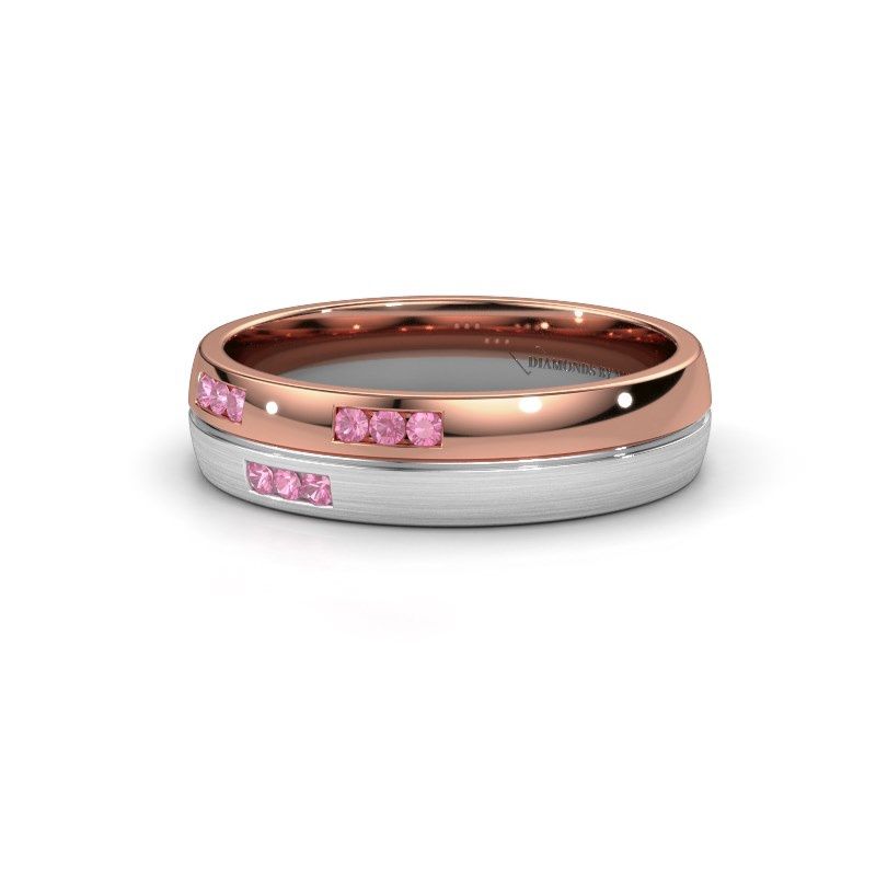 Afbeelding van Trouwring WH0206L25APM 585 rosé goud roze saffier ±5x1.7 mm
