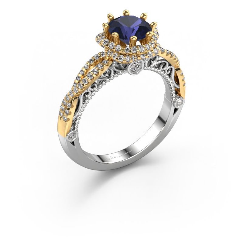Bague de fiançailles Lysanne 585 or blanc saphir 6.5 mm
