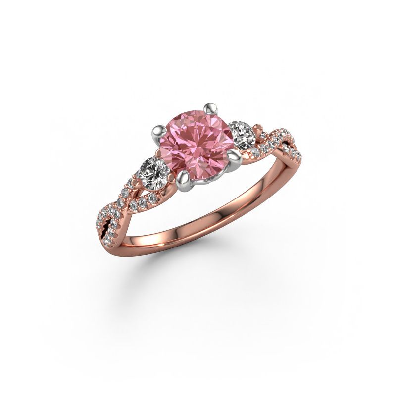 Engagement ring Marilou RND 585 rose gold pink lab grown diamond 6.5 mm