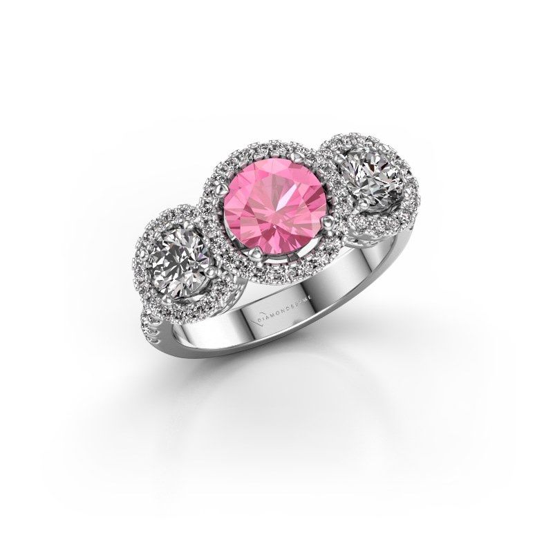 Afbeelding van Ring Lacie<br/>585 witgoud<br/>Roze saffier 6.5 mm