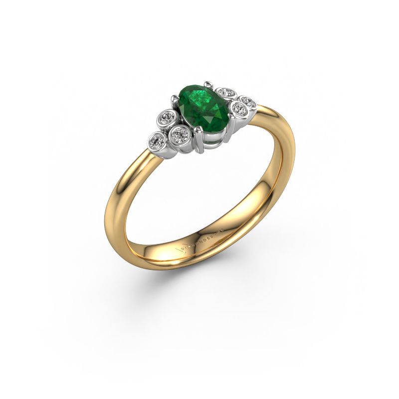 Engagement ring Lucy 1 585 gold emerald 6x4 mm