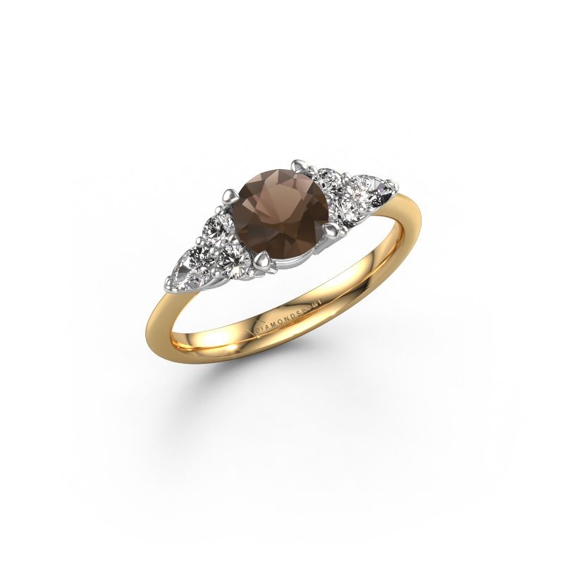 Verlovingsring Melani RND 585 goud rookkwarts 6 mm