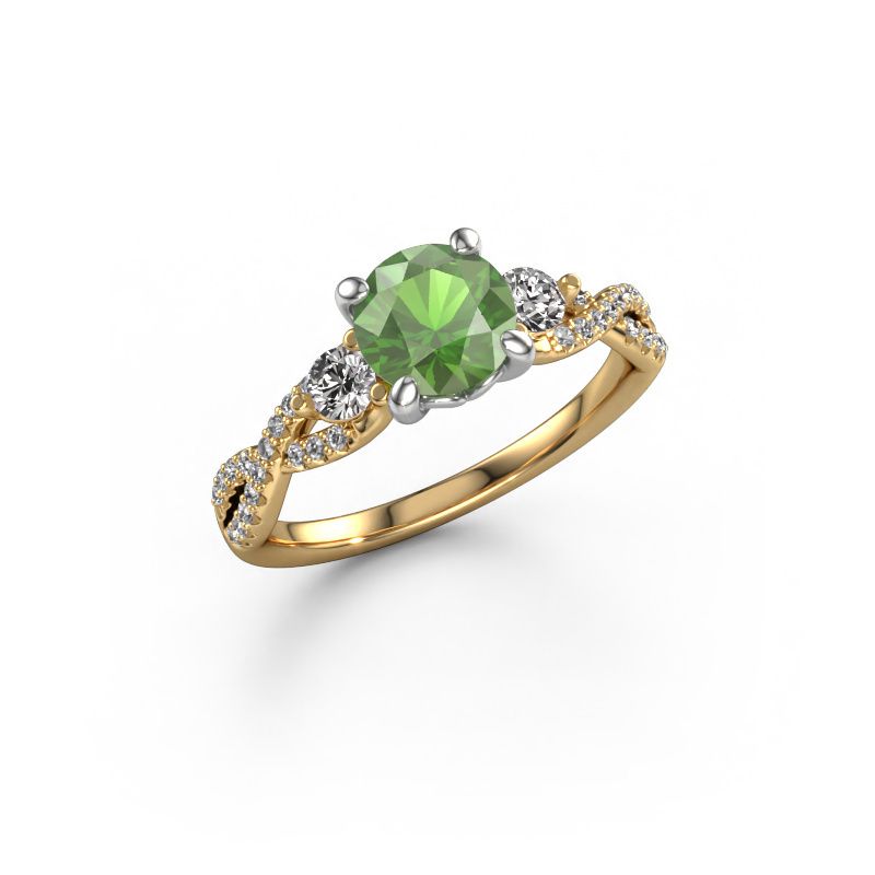 Verlobungsring Marilou RND 585 Gold Turmalin grün 6.5 mm