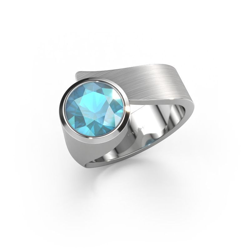 Ring Nakia 585 white gold blue topaz 8 mm