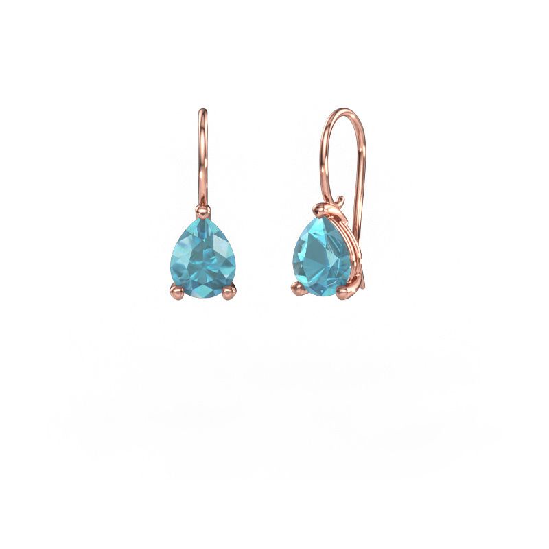 Drop earrings Cleo PER 585 rose gold blue topaz 8x6 mm