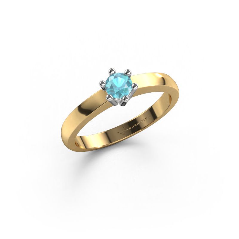 Engagement ring Luna 1 585 gold blue topaz 3.7 mm
