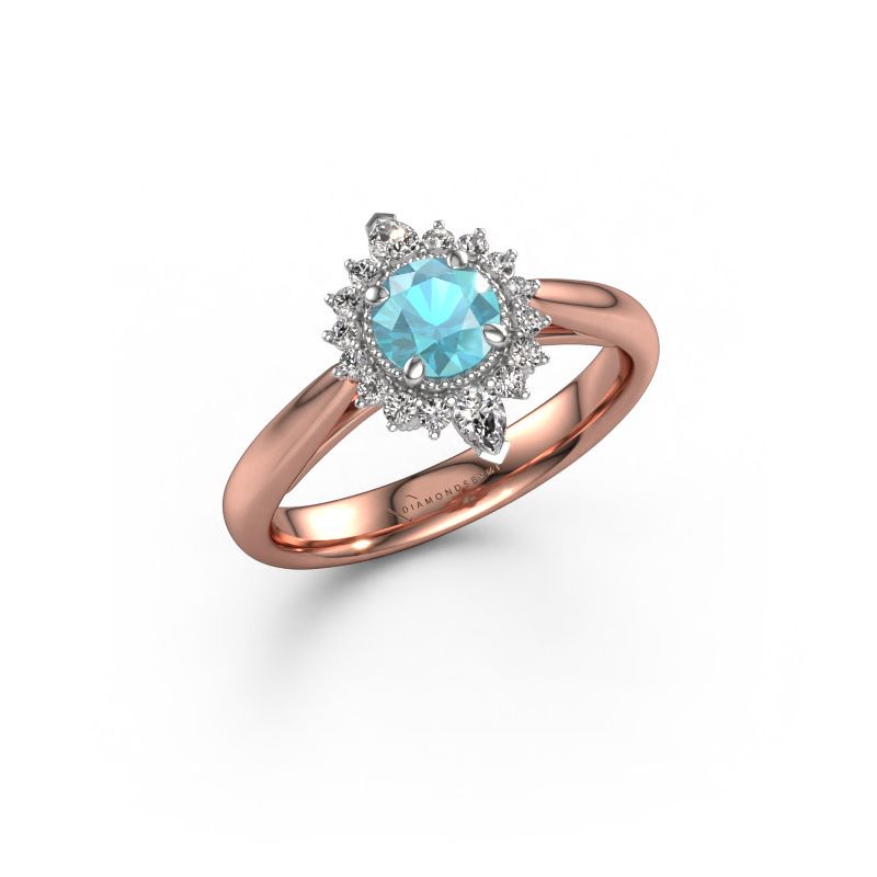 Verlobungsring Susan 585 Roségold Blau Topas 5 mm