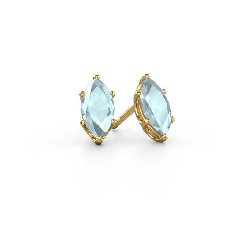 Stud earrings Sam MRQ 585 gold aquamarine 10x5 mm