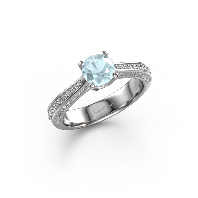 Verlobungsring Ruby rnd 585 Weißgold Aquamarin 5.7 mm