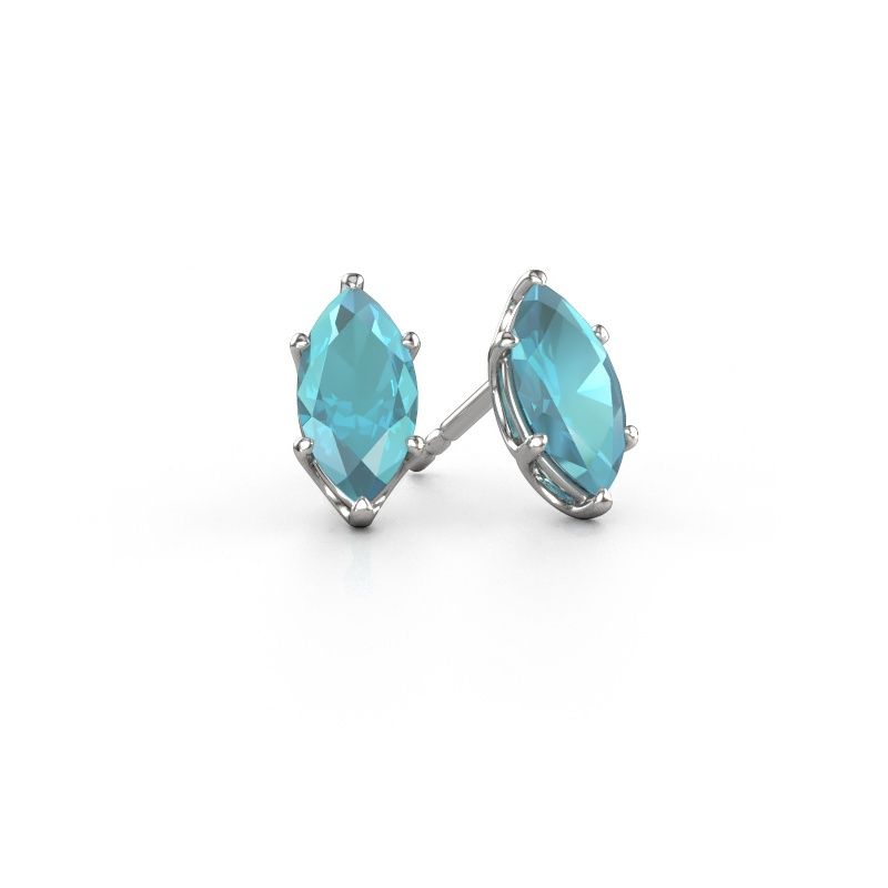 Clous d'oreilles Sam MRQ 950 platine topaze bleue 10x5 mm