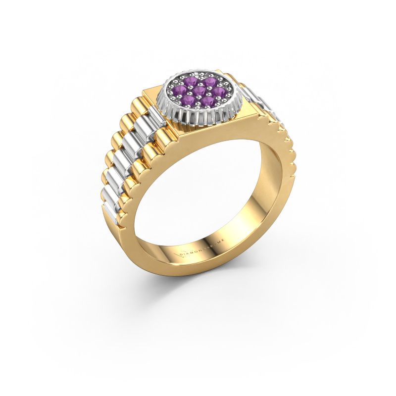 Heren ring Nout 585 goud amethist 2 mm