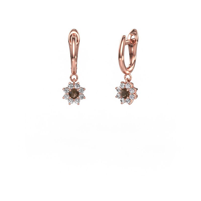 Oorhangers Camille 1 585 rosé goud rookkwarts 3 mm