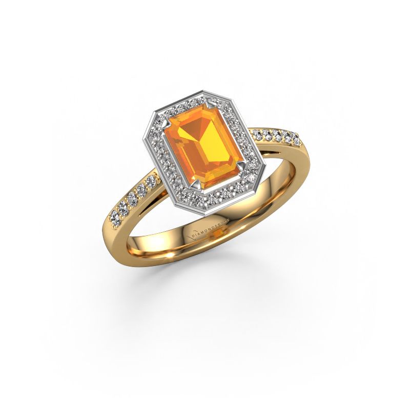 Engagement ring Dodie 2 eme 585 gold citrin 7x5 mm