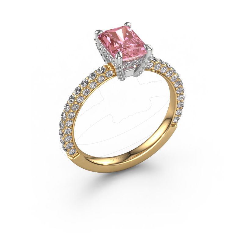 Engagement ring Saskia rad 2 585 gold pink lab grown diamond 7.5x5.5 mm