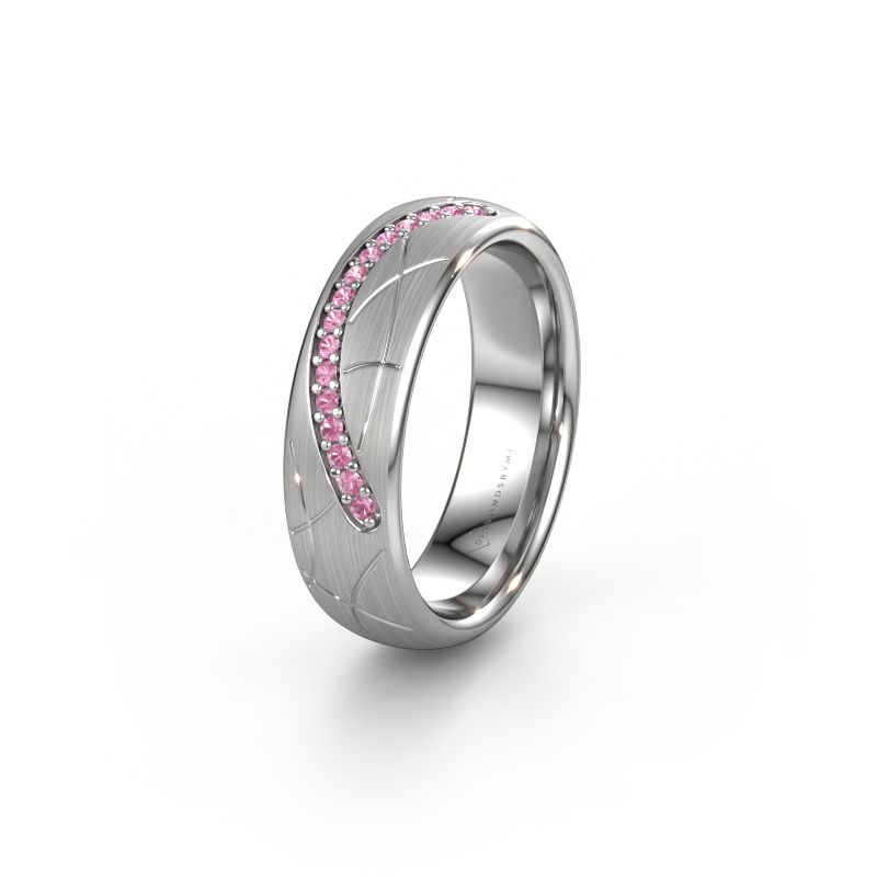 Wedding ring WH2060L36CM 585 white gold pink sapphire ±6x2.2 mm