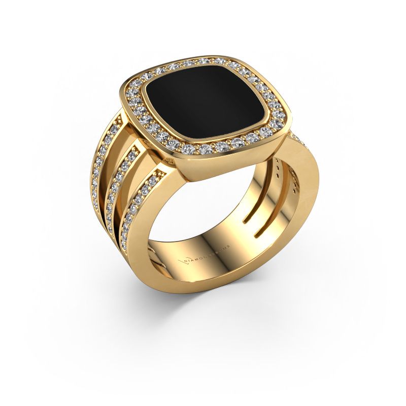 Signet ring Tijn 585 gold onyx 13x11 mm