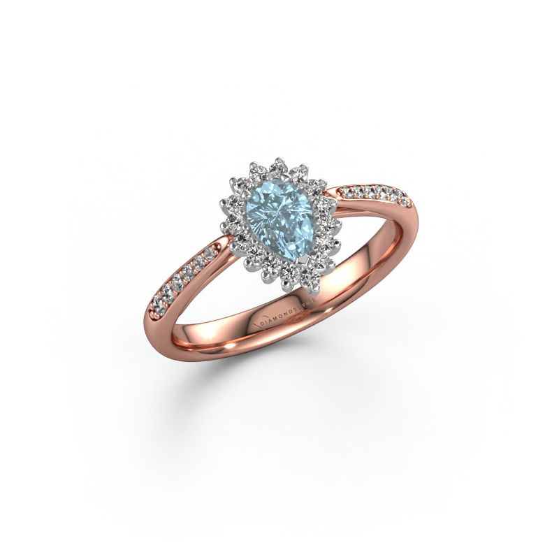 Verlobungsring Tilly per 2 585 Roségold blauer Labordiamant 6x4 mm