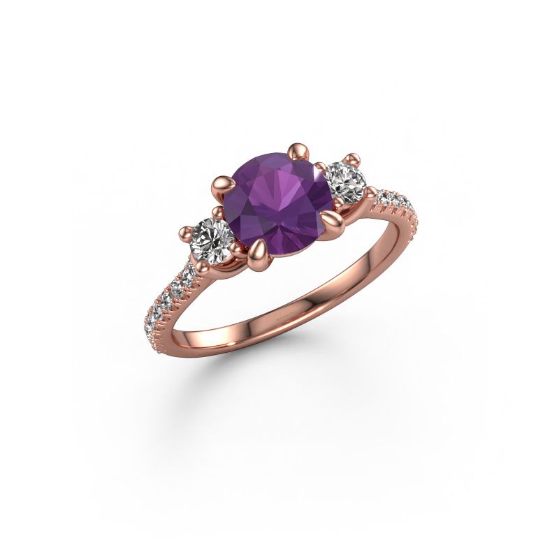 Verlovingsring Jesica 585 rosé goud amethist 6.8 mm