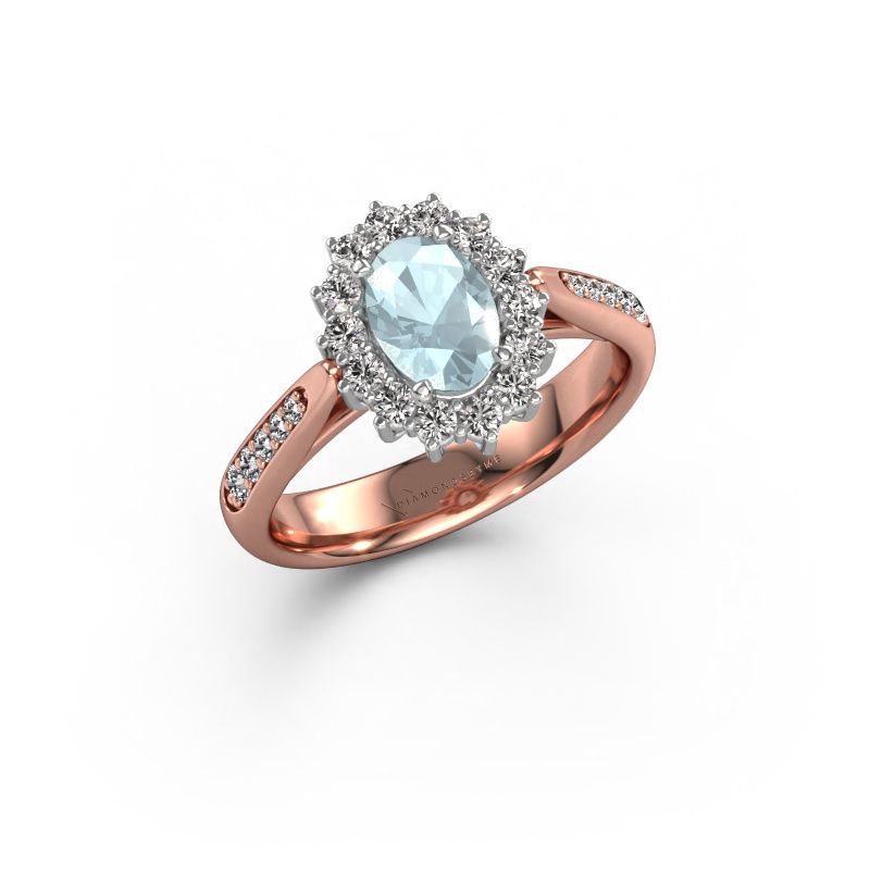 Verlobungsring Margien 2 585 Roségold Aquamarin 7x5 mm
