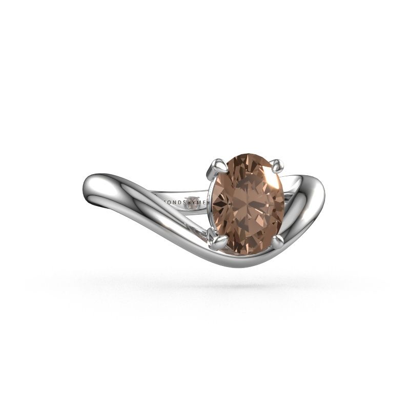 Verlovingsring Femke OVL 585 witgoud bruine diamant 1.10 crt