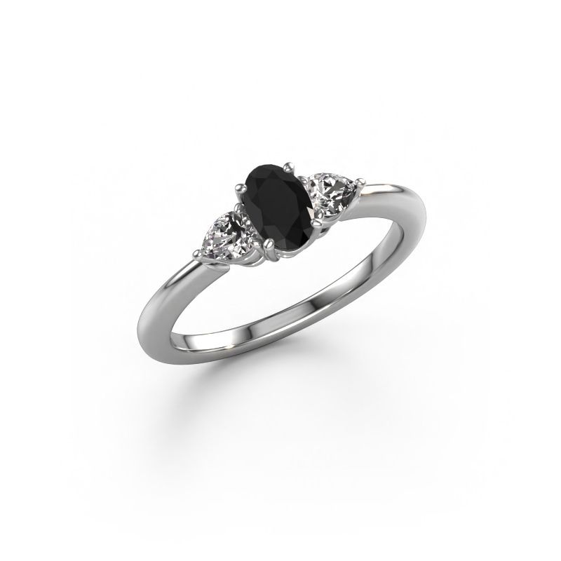 Engagement ring Chanou OVL 585 white gold black diamond 1.47 crt