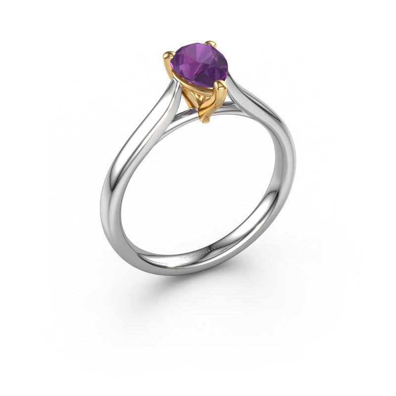 Bague de fiançailles Mignon PER 1 585 or blanc améthyste 7x5 mm