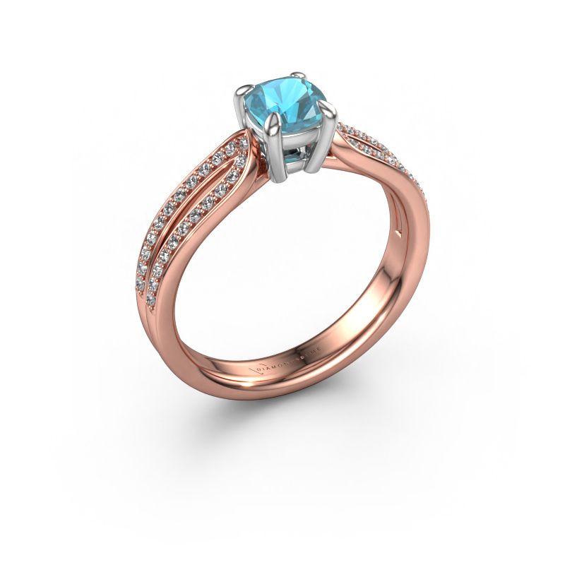 Verlobungsring Antonia cus 2 585 Roségold Blau Topas 5 mm