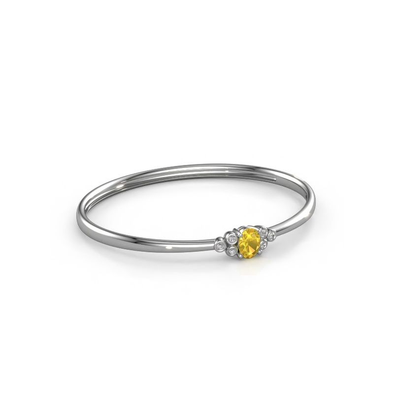 Slavenarmband Lucy 585 witgoud gele saffier 8x6 mm
