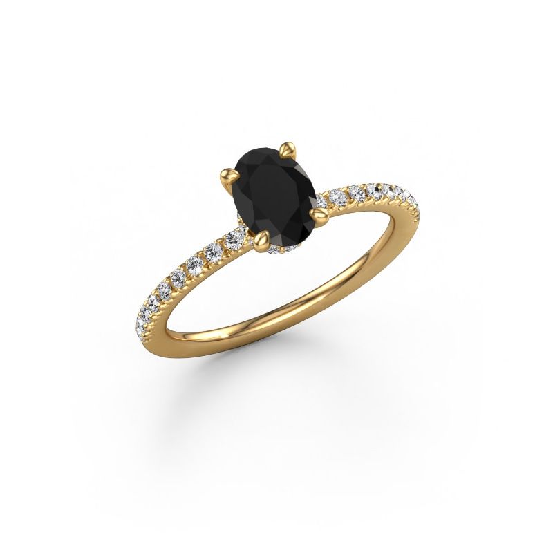 Engagement ring Crystal OVL 4 585 gold black diamond 1.29 crt