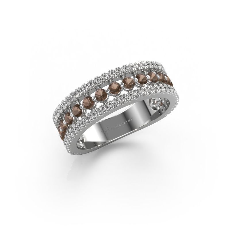 Ring Elizbeth 1 585 white gold smokey quartz 2 mm