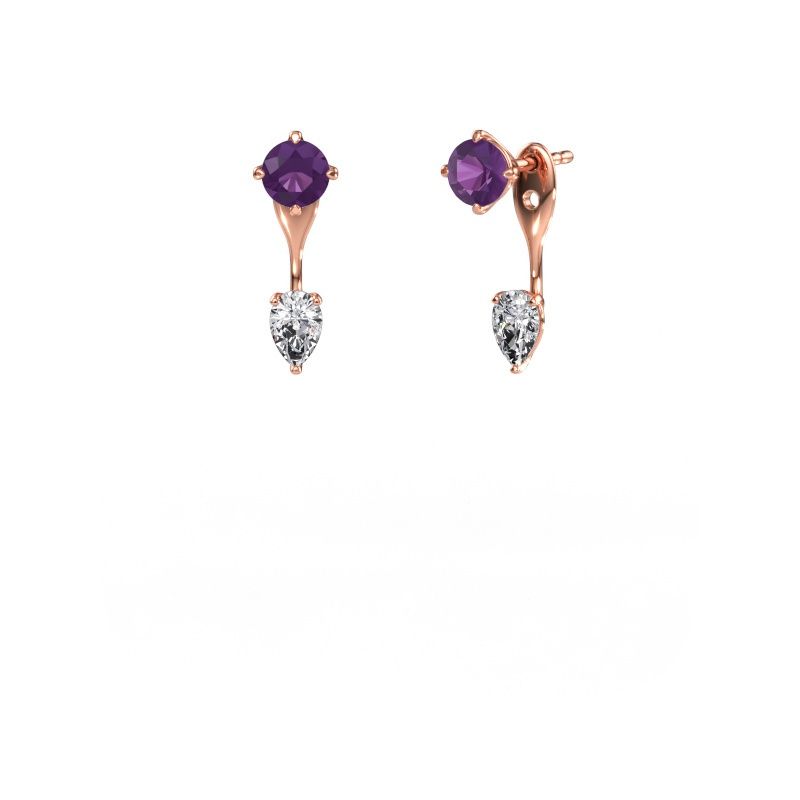 Drop earrings Kate RND-PER 585 rose gold amethyst 5 mm