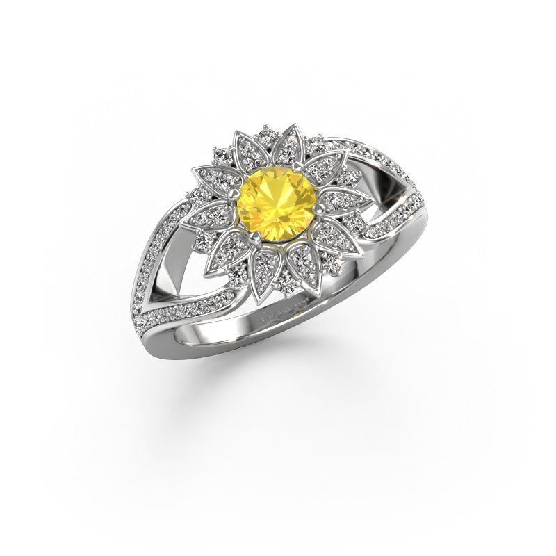 Ring Chasidy 2 585 white gold yellow sapphire 5 mm