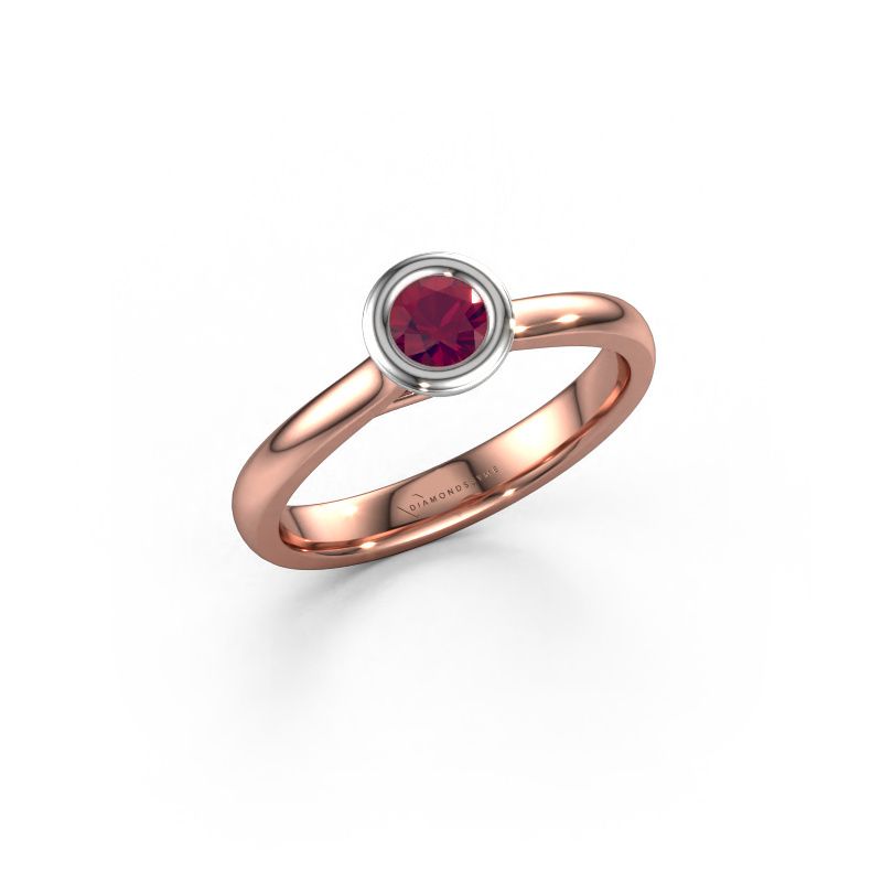Verlovings ring Kaylee 585 rosé goud rhodoliet 4 mm