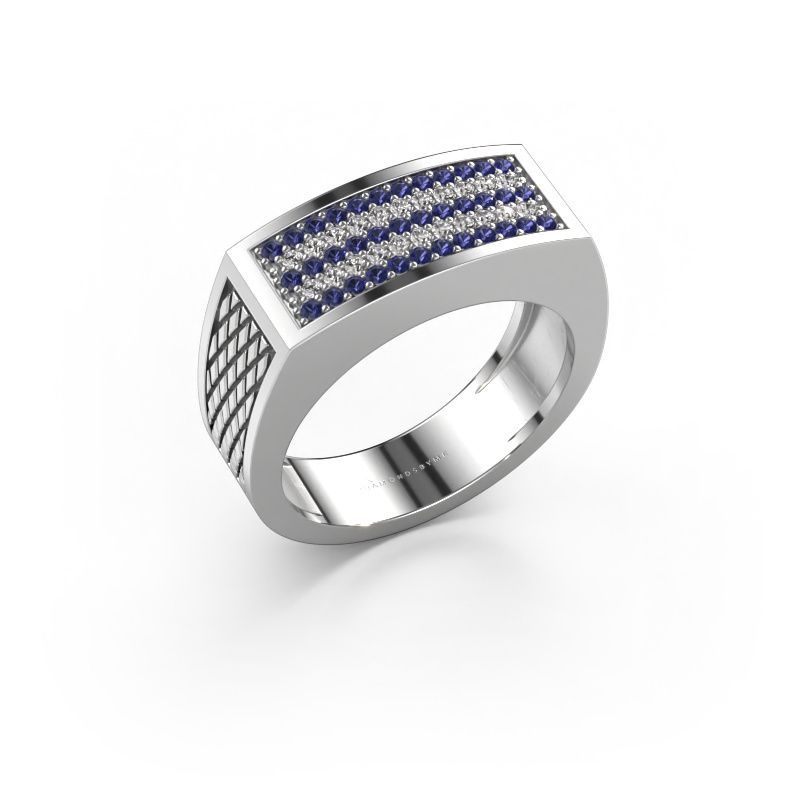 Herrenring Erwin 585 Weißgold Saphir 1.2 mm