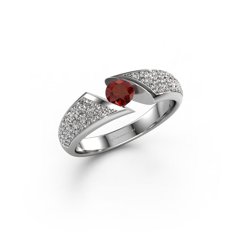 Verlobungsring Hojalien 3 585 Weißgold Granat 4.2 mm