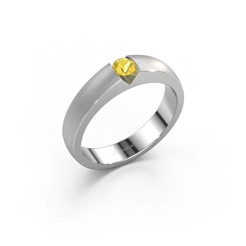 Verlovingsring Theresia 950 platina gele saffier 3.4 mm