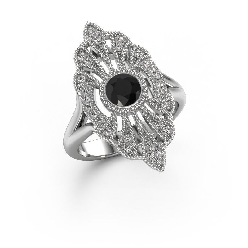 Bague de fiançailles Hanna 585 or blanc diamant noir 0.767 crt