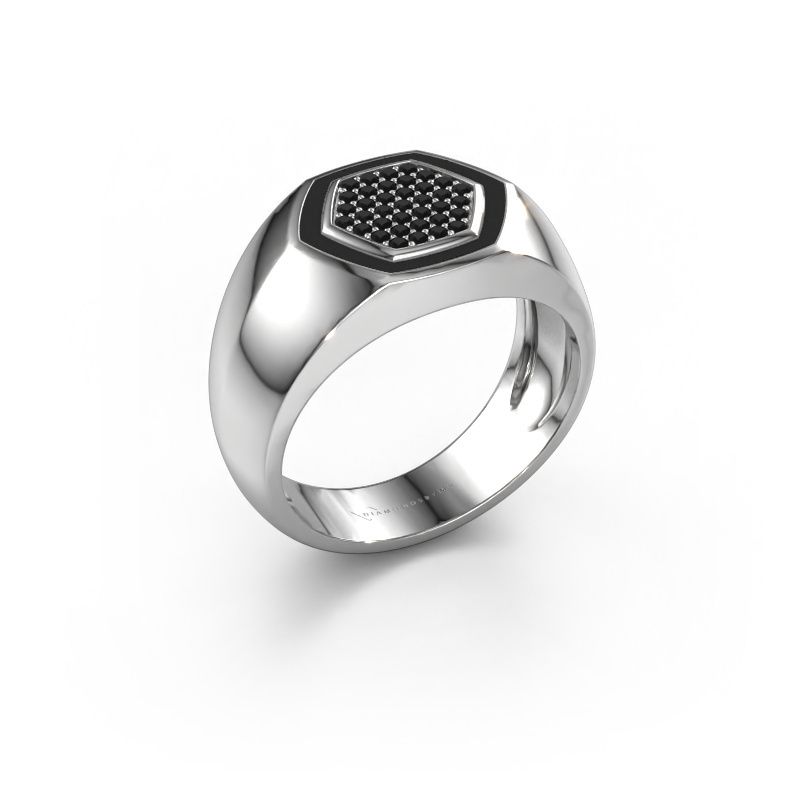 Men's ring Kris 585 white gold black diamond 0.296 crt