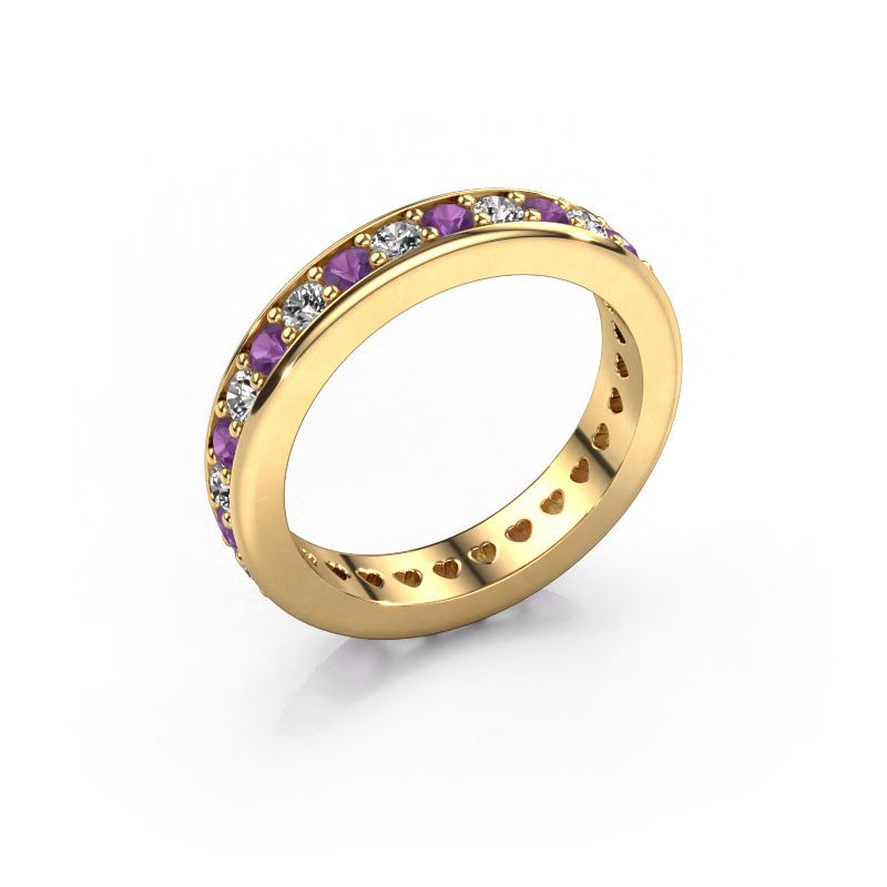 Stackable ring Nienke 585 gold amethyst 2.2 mm