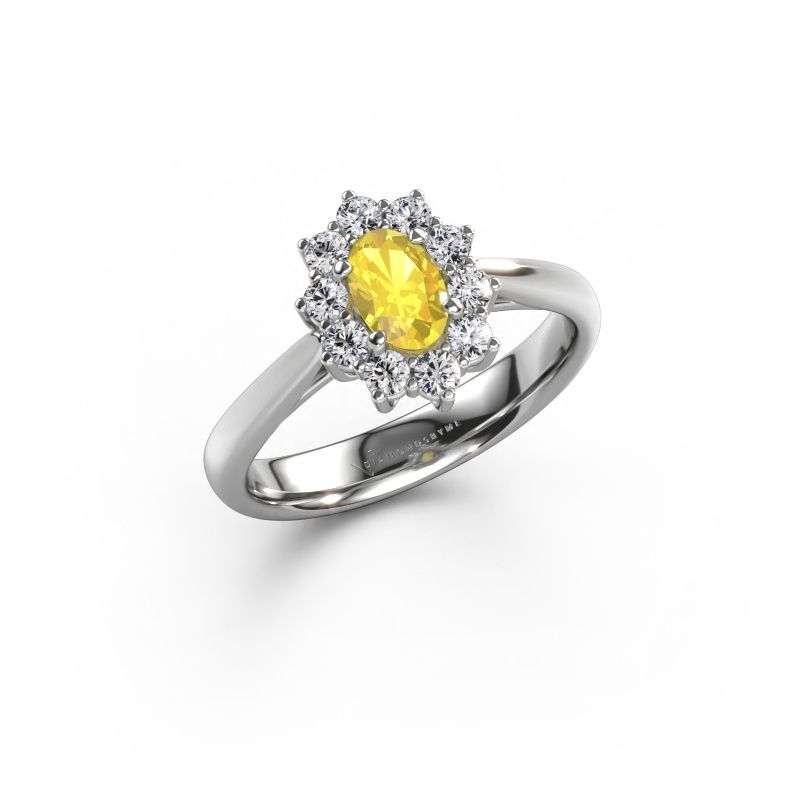 Verlobungsring Leesa 1 express 585 Weißgold Gelb Saphir 6x4 mm