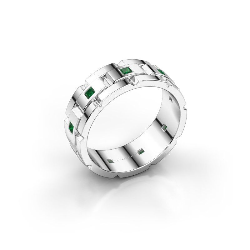 Afbeelding van Heren ring Ricardo 2 585 witgoud smaragd 2 mm