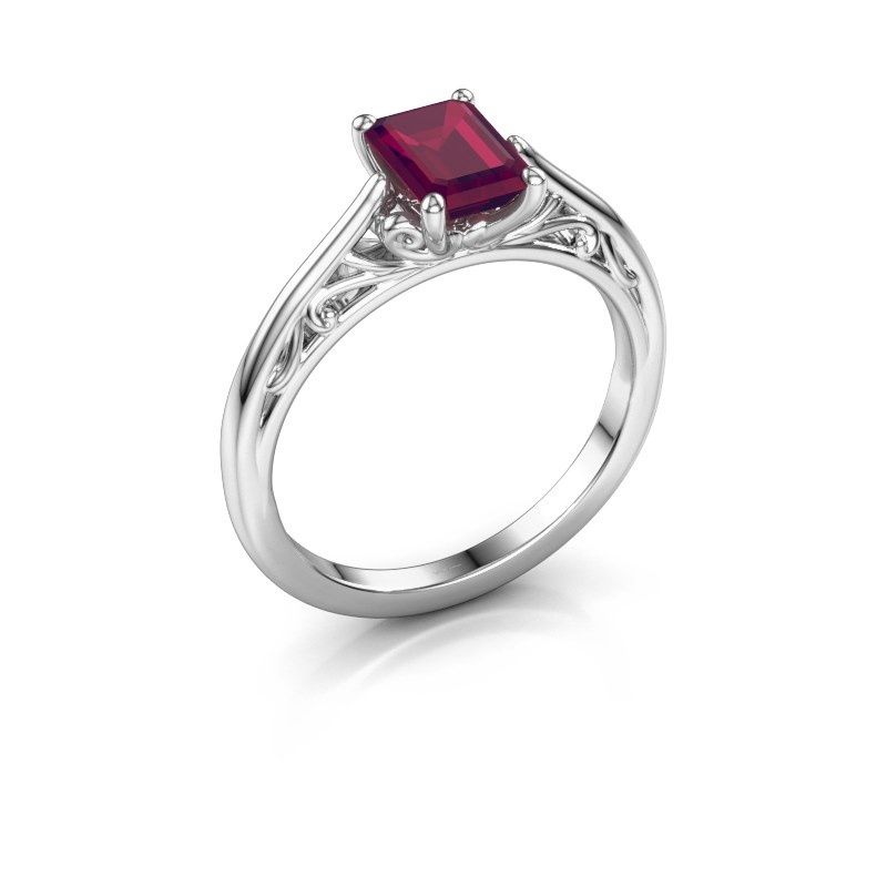 Image of Engagement ring shannon eme<br/>585 white gold<br/>Rhodolite 7x5 mm
