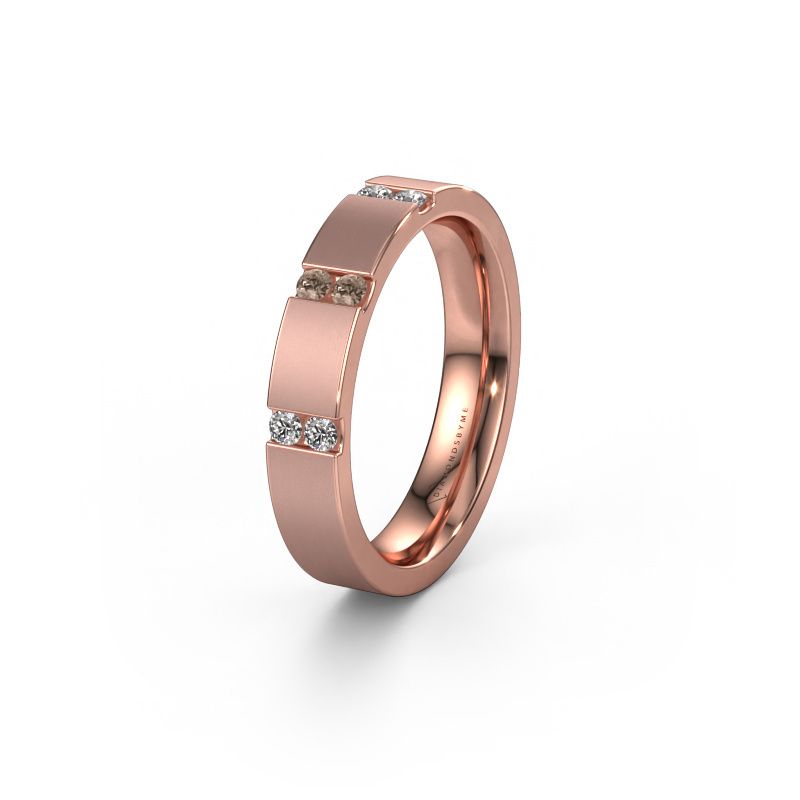 Trouwring WH2133L14BM 585 rosé goud bruine diamant ±4x2.2 mm