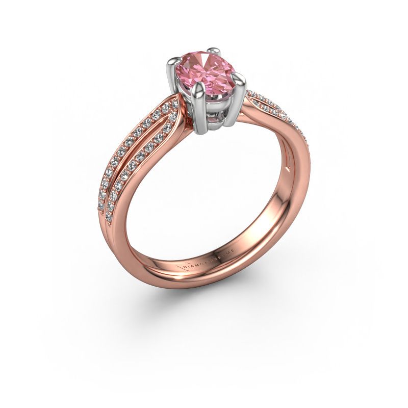 Engagement ring Antonia ovl 2 585 rose gold pink lab grown diamond 7x5 mm