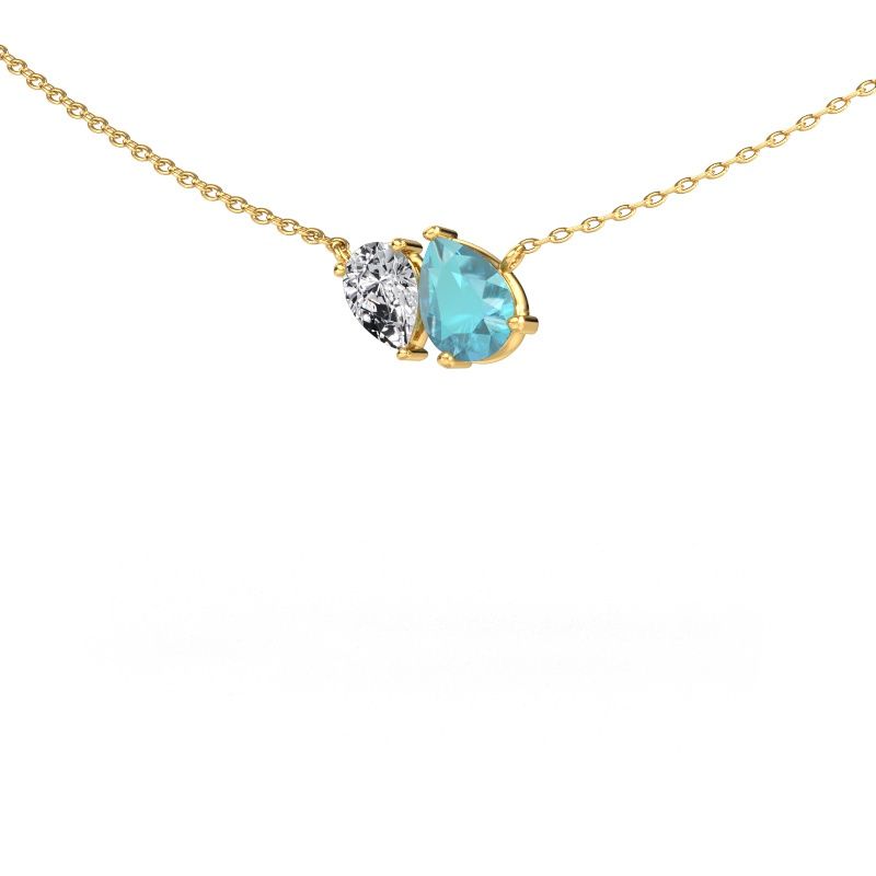 Pendant Toi et Moi PER PER 585 gold blue topaz 8x6 mm