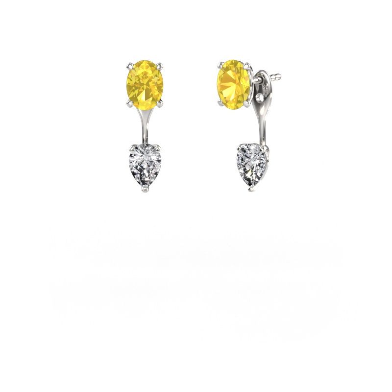 Ohrhänger Kate OVL-PER 950 Platin Gelb Saphir 7x5 mm