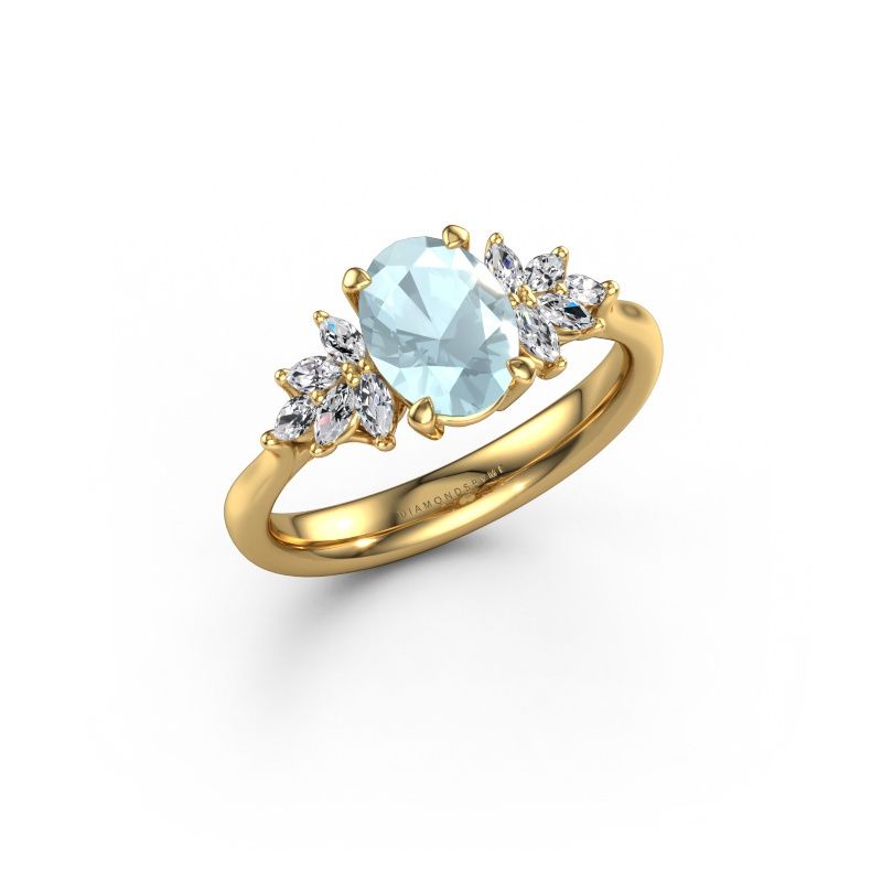 Verlovingsring Fiona OVL 585 goud aquamarijn 8x6 mm